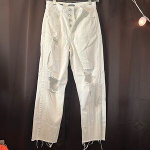 Wild Fable White Straight Leg Distressed Jeans